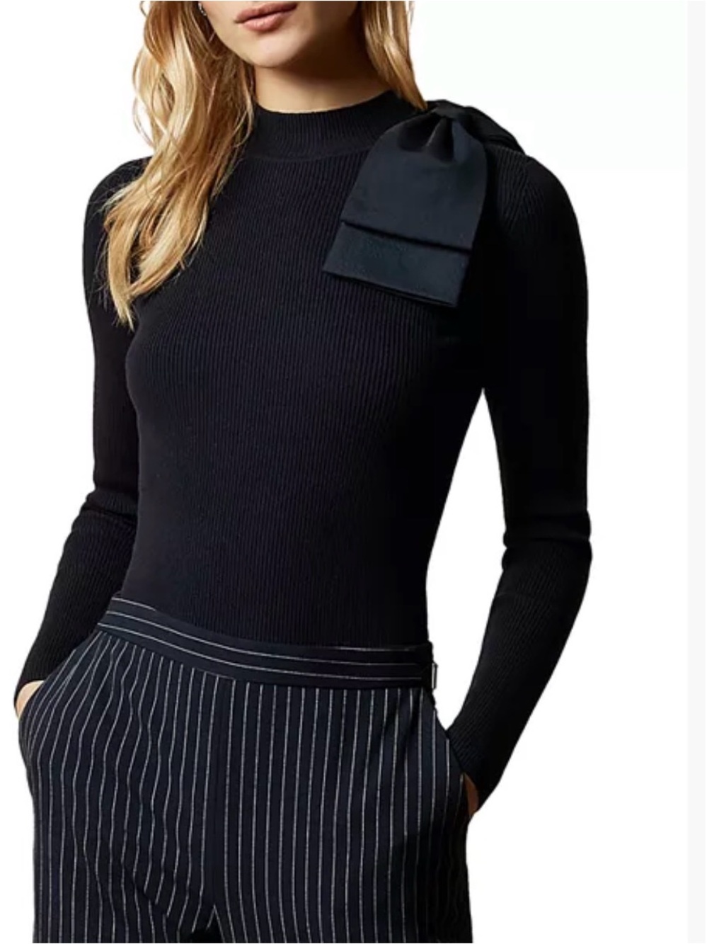 Ted Baker Black Sweater Bow Wool Cashmere Blend 4